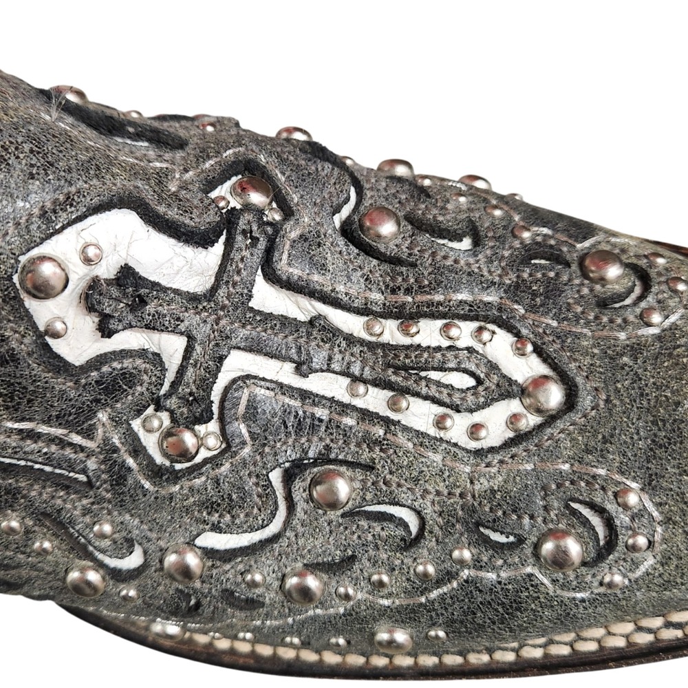 Corral Vintage Cross Square Toe Cowboy Western Boots 6.5M Cross Studded Bling - Picture 15 of 16